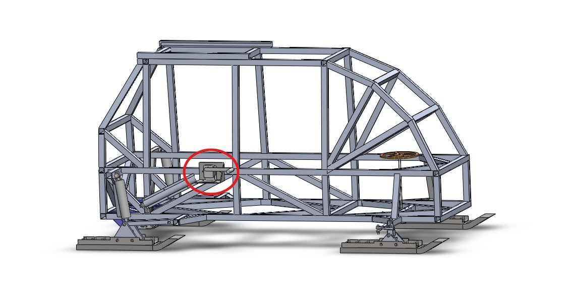 V1 mechanism circled on the toboggan frame