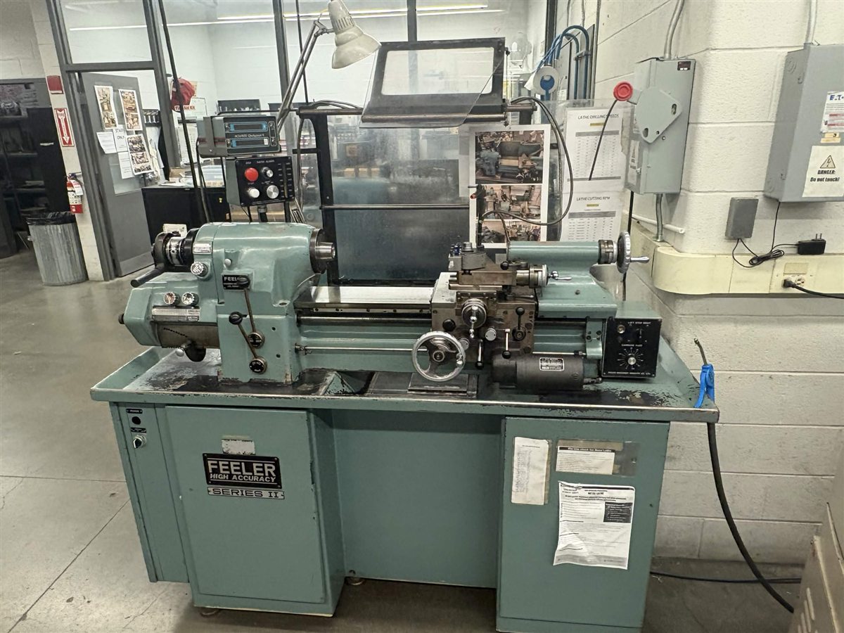 Manual metal lathe in the machine shop